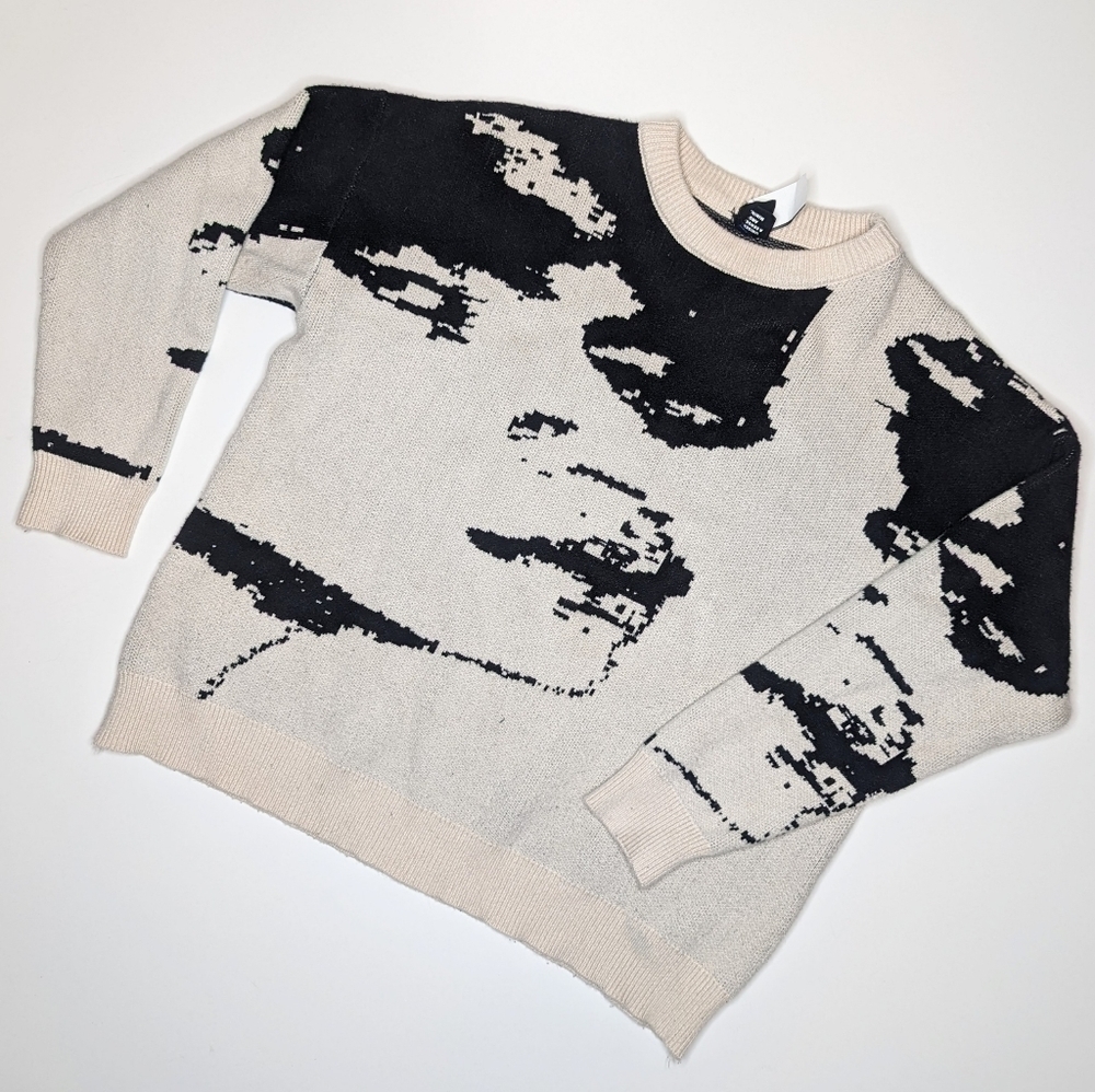 IH NOM UH NIT ihnomuhnit knit face sweater oversized black cream size L